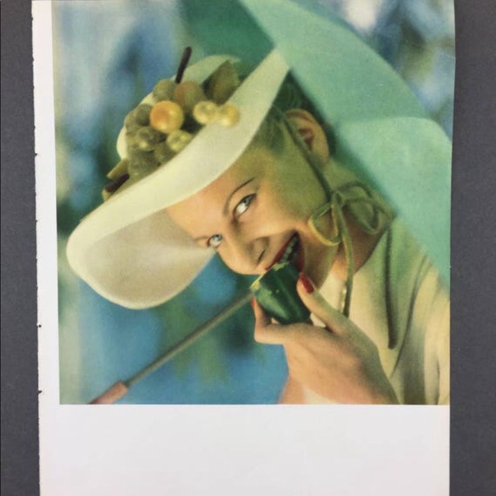 ! 1 Page/2 Sides from VTG 1951 Photo Book, Model Eating Cucumber, Bracelets